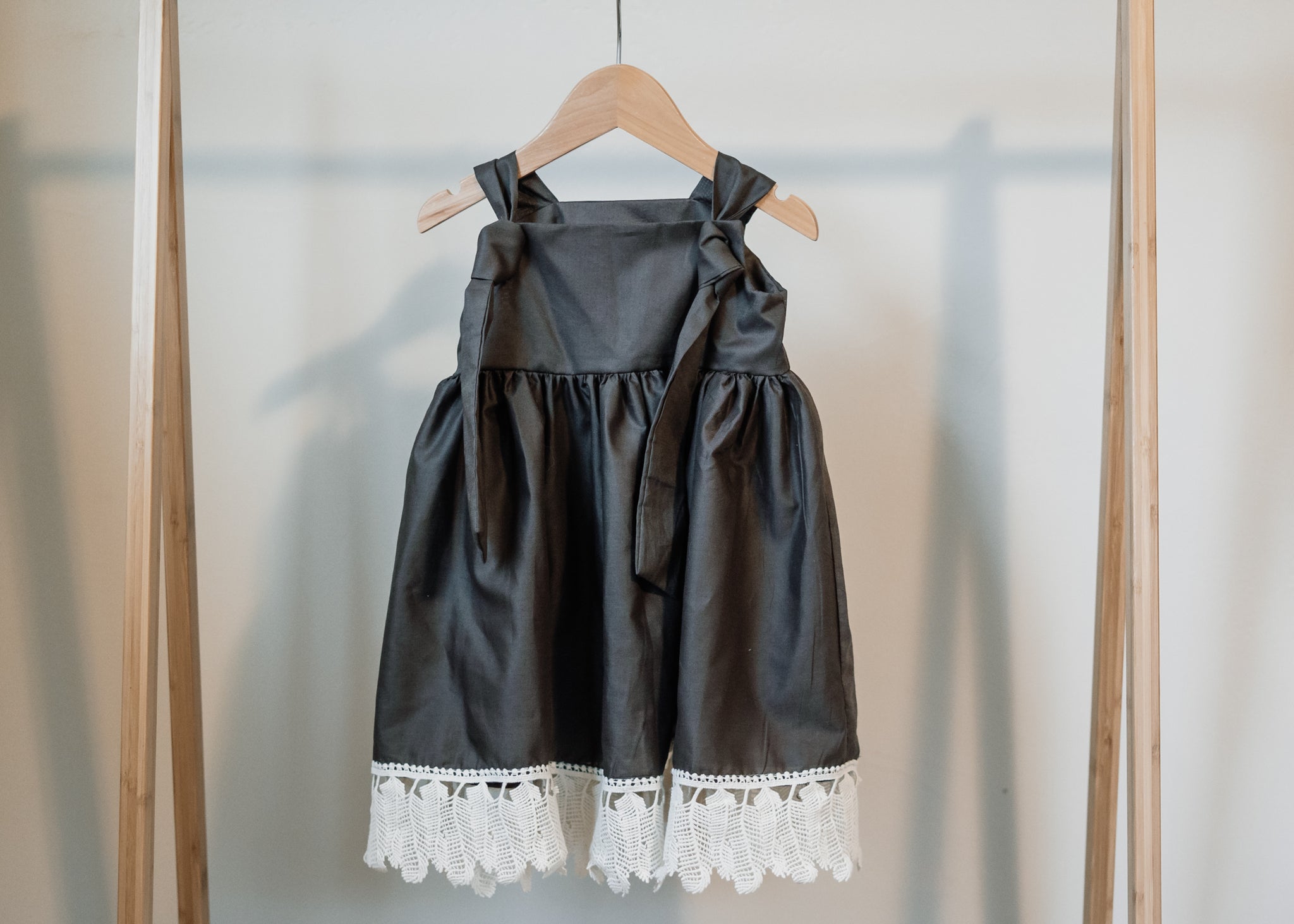 Knotted Pinafore with Feather Lace  Tiny Threads Clothing
